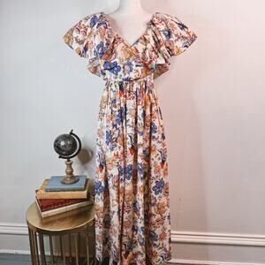Ulla Johnson Midi Dress Francesca Magnolia Floral Cotton Boho Size 4 Cottagecore